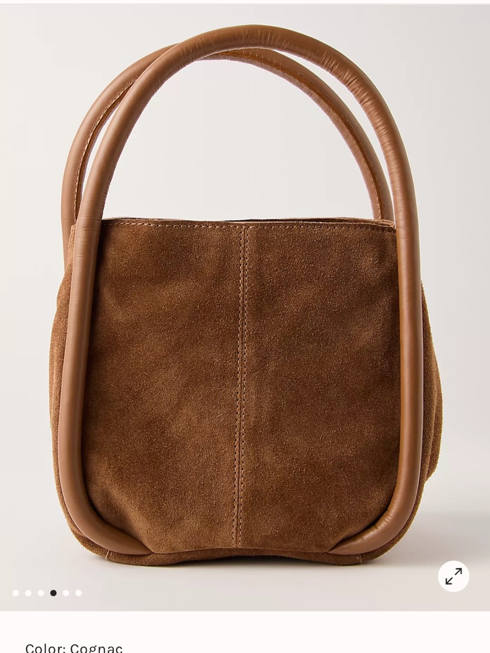 Free People Suede Leather Bucket Bag in Cognac - Picture 5 of 6